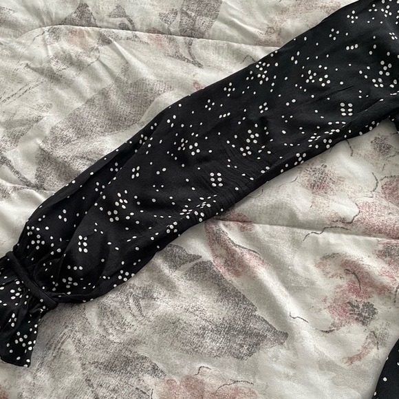 Privacy Please Revolve wrap black polka dots long sleeve mini dress, size S boho - Picture 11 of 15